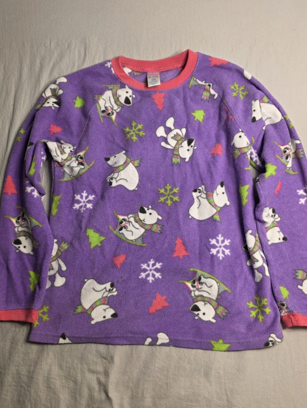 Purple Polar Bear Fleece Pajama Top Vintage 2000s Children's Place